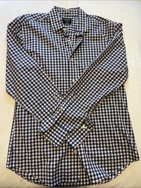 J. Crew Navy and White Gingham Dress Shirt
